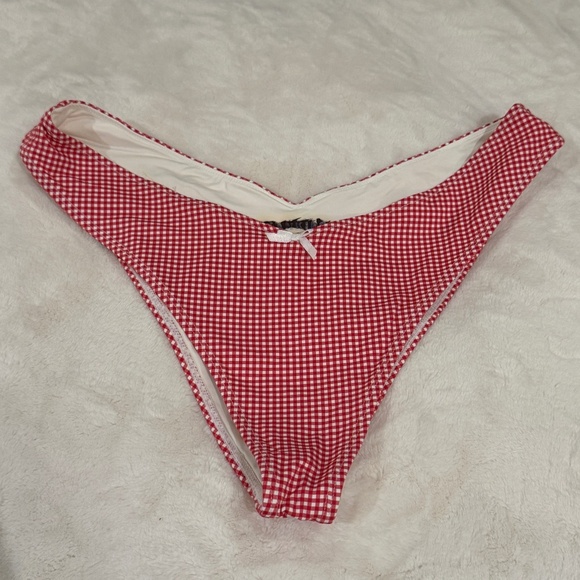 New! Frankies Bikinis Enzo Cheeky Bikini Bottom in Ladybug Gingham 31509 - Picture 5 of 13